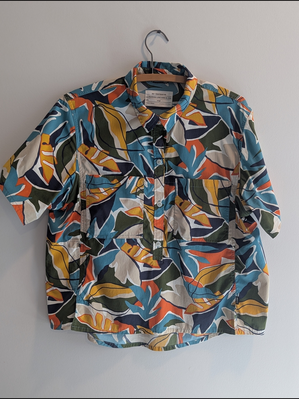 Casual Multicolor Tropical Print Short-Sleeve Shirt